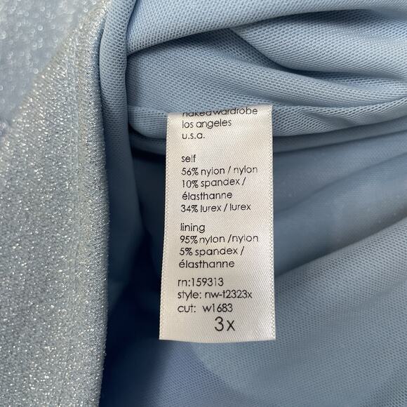 Naked Wardrobe Shimmer Crop Top Size 3X Blue Metallic Shiny Going Out Party - Picture 8 of 9